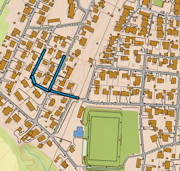 kart som viser gatene det skal arbeides i.