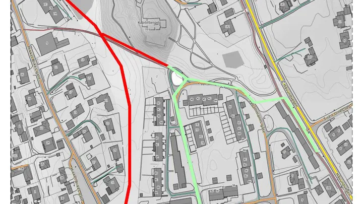 Kart som viser anleggsområdet til VA prosjektet