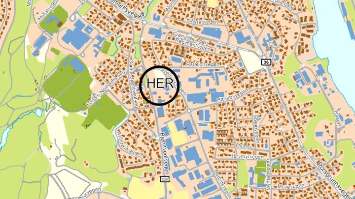 Kart som viser beliggenheten til Bedriftsvegen 10