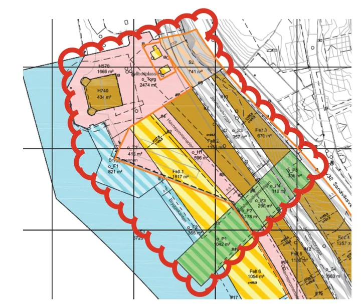 kart hvor området er markert