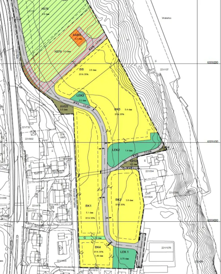 Kart som viser område for utbyggingsavtalen