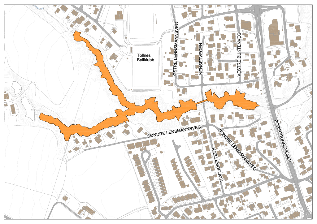 Kart som viser området i Lensmannsdalen.