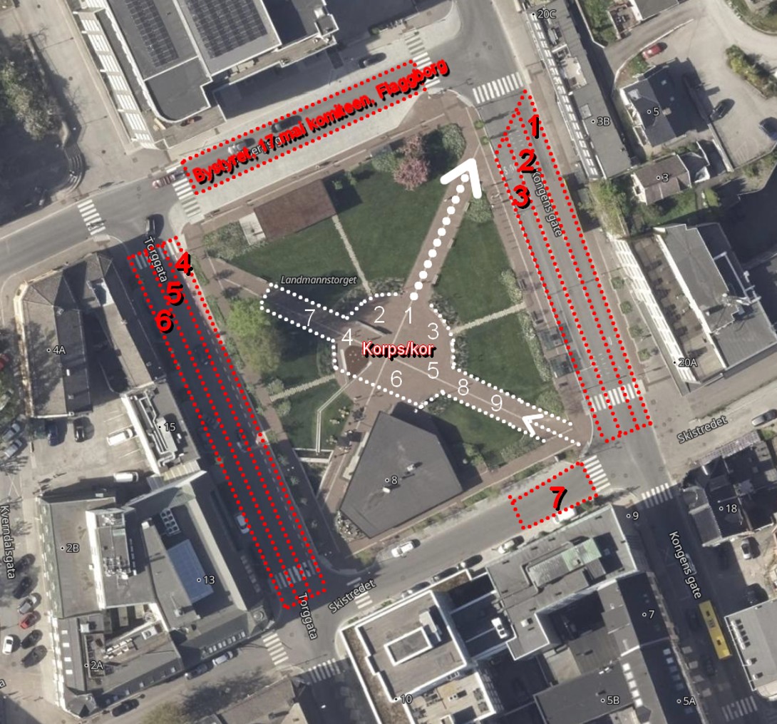 Oversiktskart for Folketoget på Landmannstorget