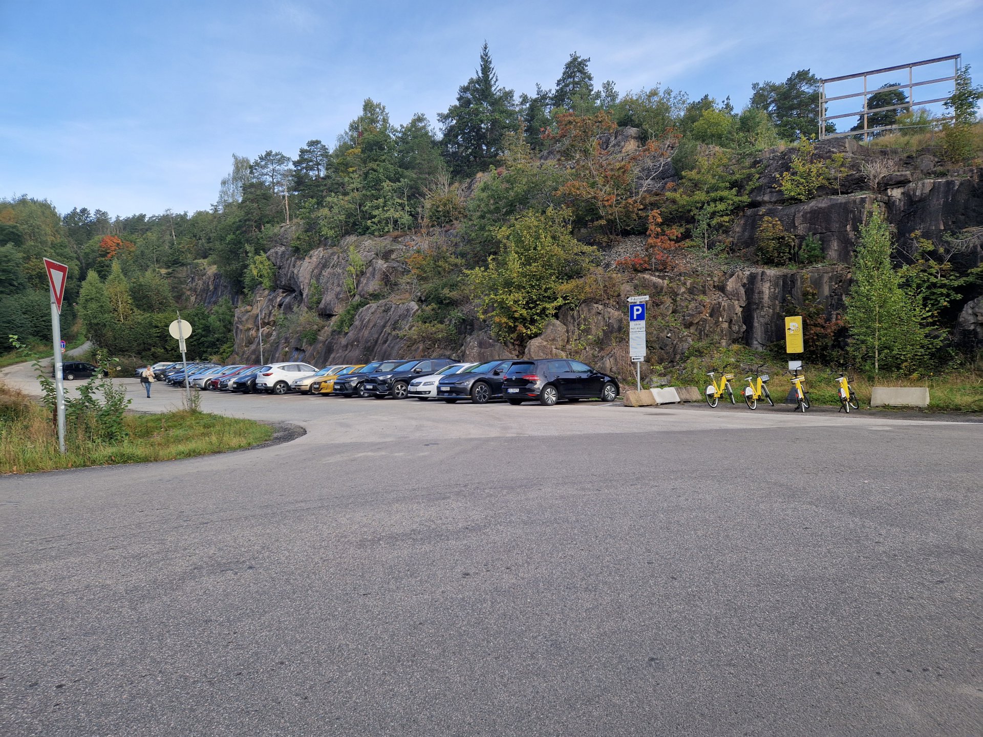 parkeringsplass med parkerte biler