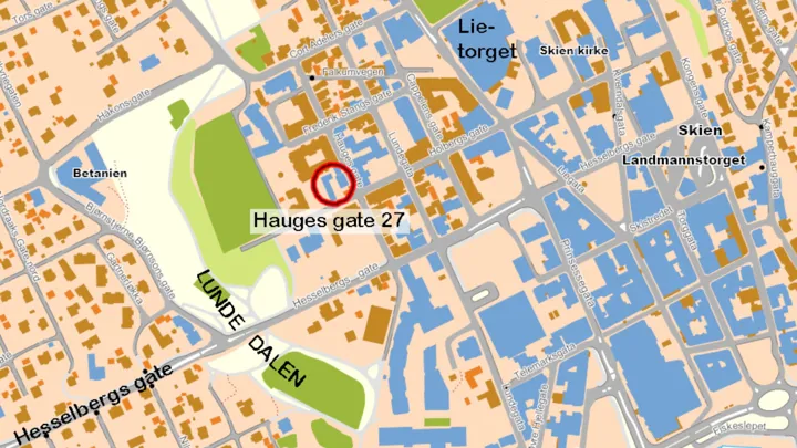 Kart som viser Hauges gate 27